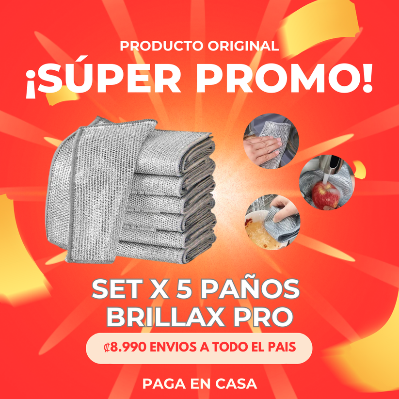 BRILLAX PRO® PAÑOS DE LIMPIEZA SET COMBO x 5 + REGALÍA